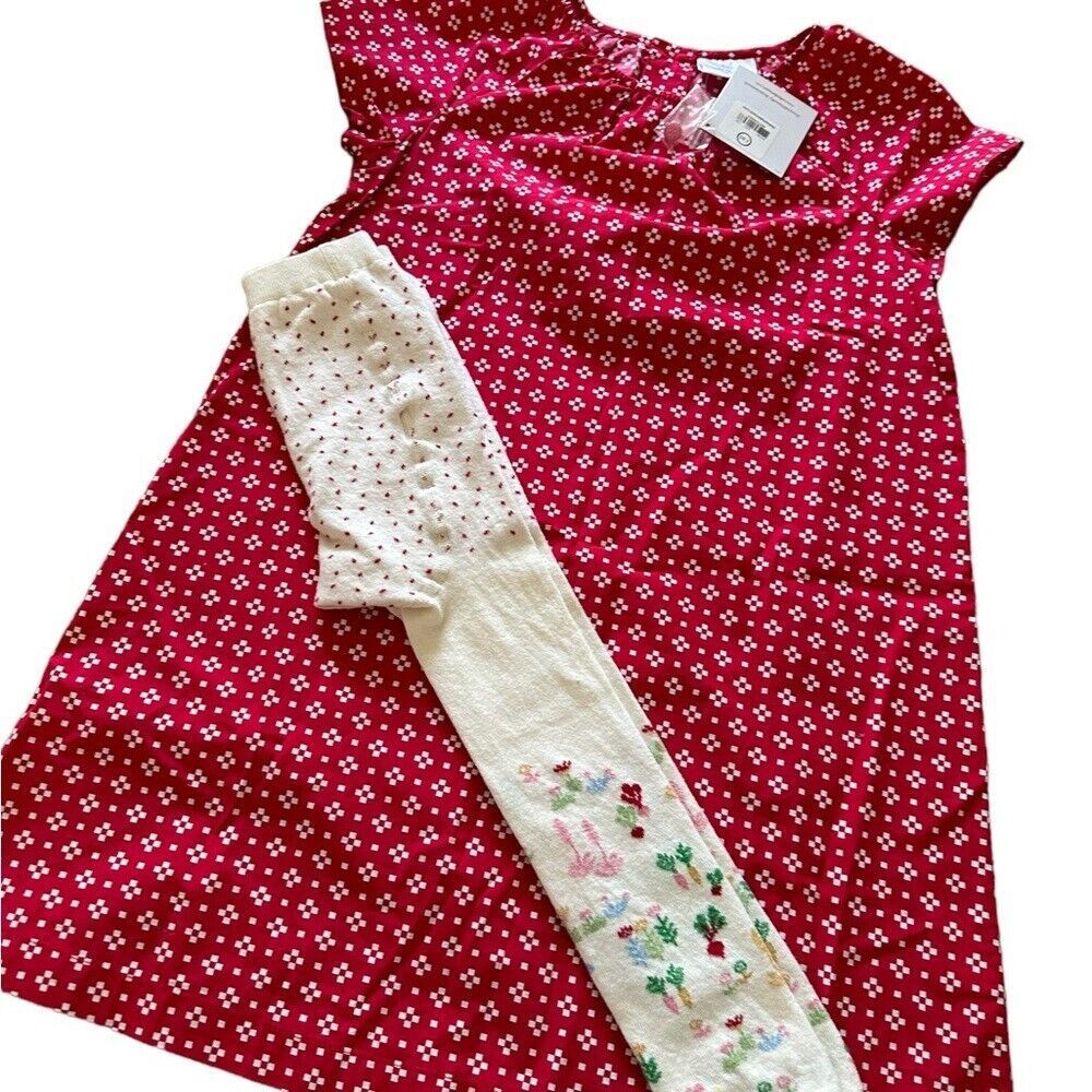NWT Hanna Andersson dress with matching 3/4 tights sz‎ 130